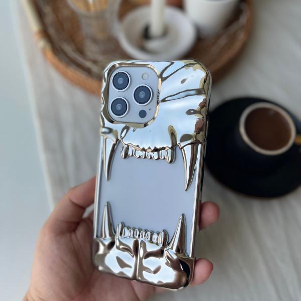 iPhone Uyumlu Kaplan Diş Çerçeve Desenli Silikon Kılıf