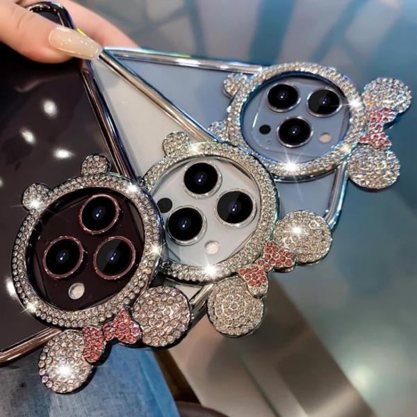 iPhone Uyumlu Minnie Mouse Taşlı Kılıf